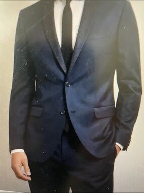 jf J.Ferrar Men's Solid Navy Blue Suit